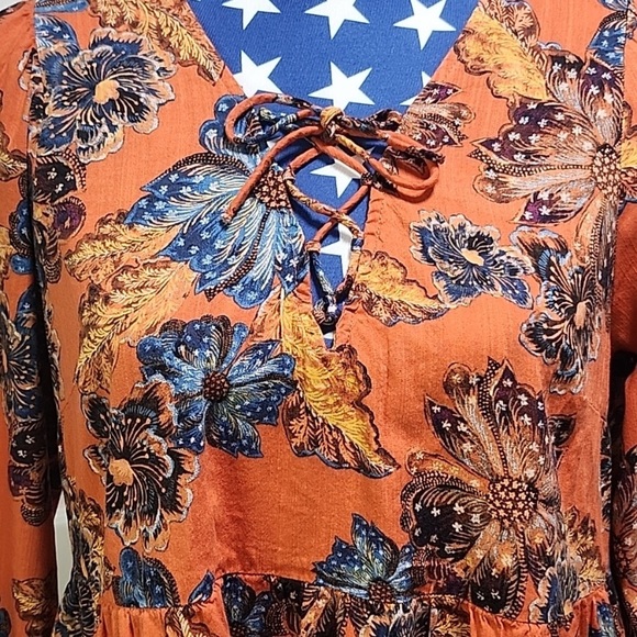 OLD NAVY ORANGE LONG SLEEVE FLORAL DRESS - Picture 3 of 7